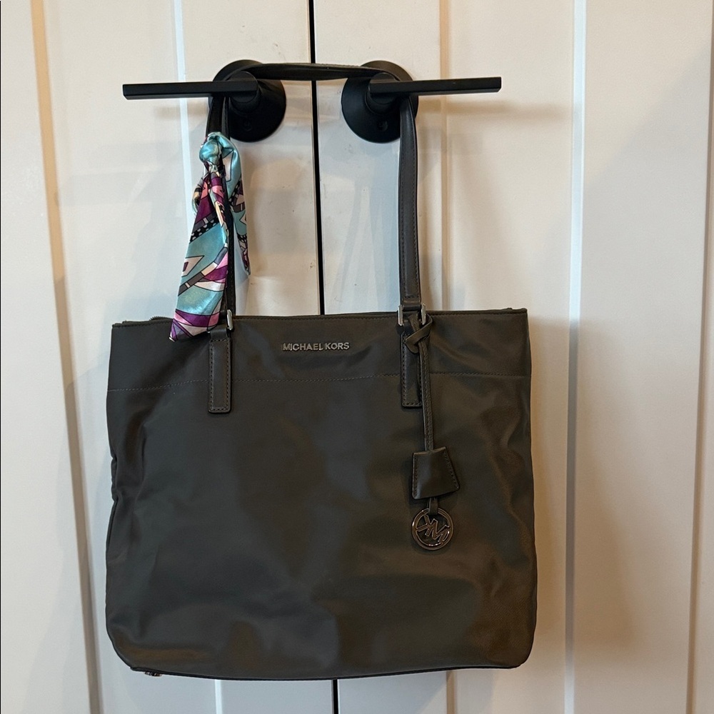 Michael Kors Charcoal Tote Bag charcoal gray Morgan nylon work handbag laptop